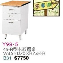 [ 家事達]台灣 【OA-Y98-5】 45-R型木紋邊桌 特價