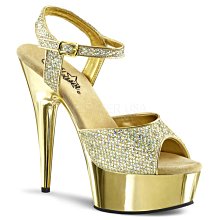 Shoes InStyle《六吋》美國品牌 PLEASER 原廠正品金蔥金屬鍍烙厚底高跟涼鞋 有大尺碼『黃金色』