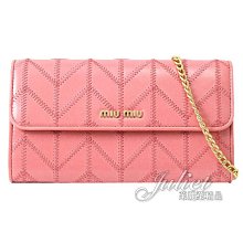 【茱麗葉精品】全新商品 MIU MIU 專櫃商品 5MT060 油蠟小牛皮絎縫造型WOC斜背鍊包.粉 現貨