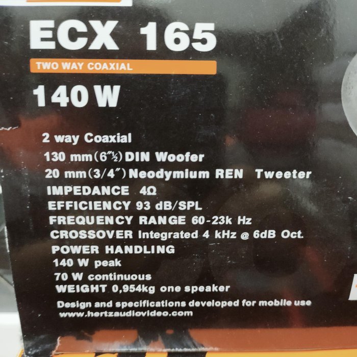 HERTZ  赫茲 ECX 165 6.5吋 同軸喇叭 汽車