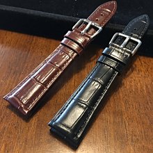 【錶帶家】20mm 收16mm 超值代用 Rolex 勞力士 PP 百達義大利頭層牛皮錶帶鱷魚皮紋真皮錶帶深咖啡色或黑色