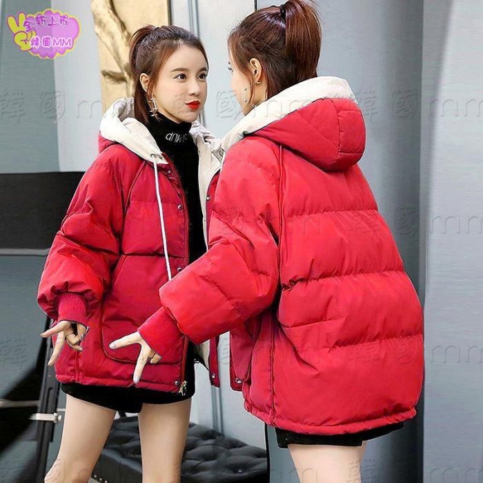 韓國MM=洋氣棉服女短款棉襖冬季新款韓版寬松面包服學生加厚棉衣外套=風衣/大衣/防風外套/毛衣外套/其他外套