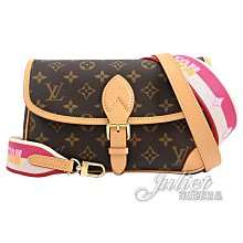 【茱麗葉精品】全新精品 LV 專櫃商品 M46049 DIANE 經典Monogram帆布雙背帶肩斜兩用包.桃紅 現貨