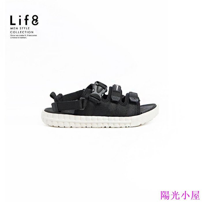 Life8-Sport 速乾網布 二代餅乾涼拖鞋(兩用款)-19073-黑色-陽光小屋