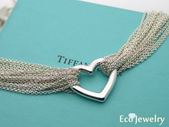 《Eco-jewelry》【Tiffany&Co】稀有款 T扣open heart愛心多鍊純銀925項鍊~專櫃真品已送洗