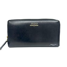 台中店  遠麗精品~I0641 Gucci 滑面牛皮燙金字金釦12卡ㄇ拉長夾