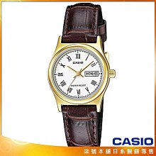 【柒號本舖】CASIO 卡西歐石英皮帶女錶-金色 / LTP-V006GL-7B (原廠公司貨)