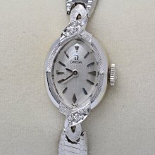 《寶萊精品》Omega 歐米茄銀白菱型手環式女子錶