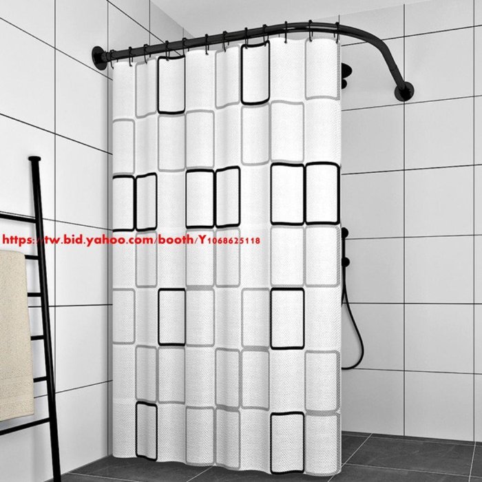 弧形免打孔衛生間淋浴隔斷簾浴室防水防霉浴簾桿L型伸縮不銹鋼桿-