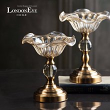 【 LondonEYE 】小法國系列-華麗洛可可X法式古典水晶玻璃花朵盤/高腳果盤 宮廷貴族風範/奢華擺件套二 RL79