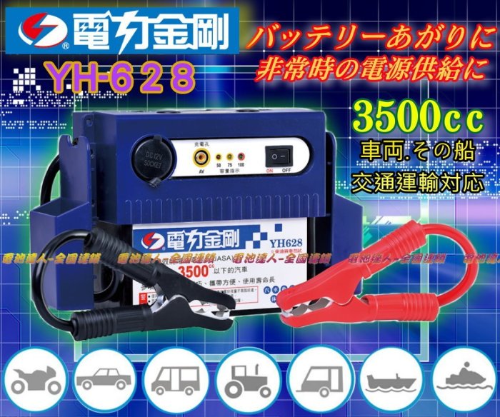 【電池達人】YH-628 電力金剛 汽車救援 電瓶 啟動 救車 12V輸出 電匠 電霸 哇電 電力士 核電廠 電源供應