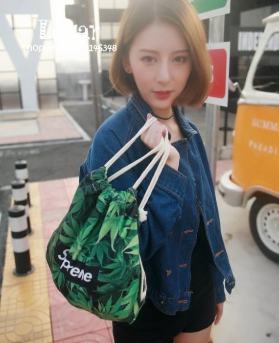 supreme束口抽繩包韓版時尚休閒運動籃球足球居家收納儲物袋雙肩束口抽繩包背包
