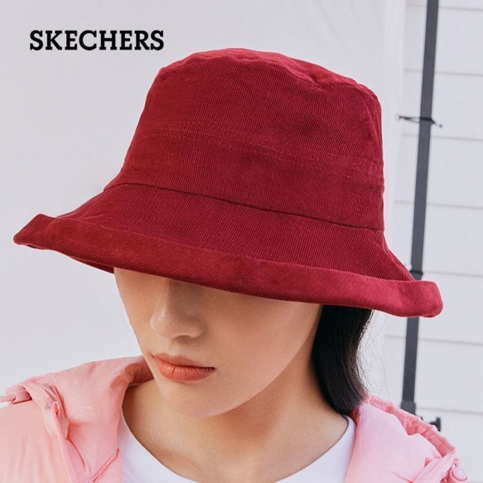 【熱賣下殺】Skechers斯凱奇2021新款時尚燈芯絨漁夫帽盆帽女休閑帽子L320W286