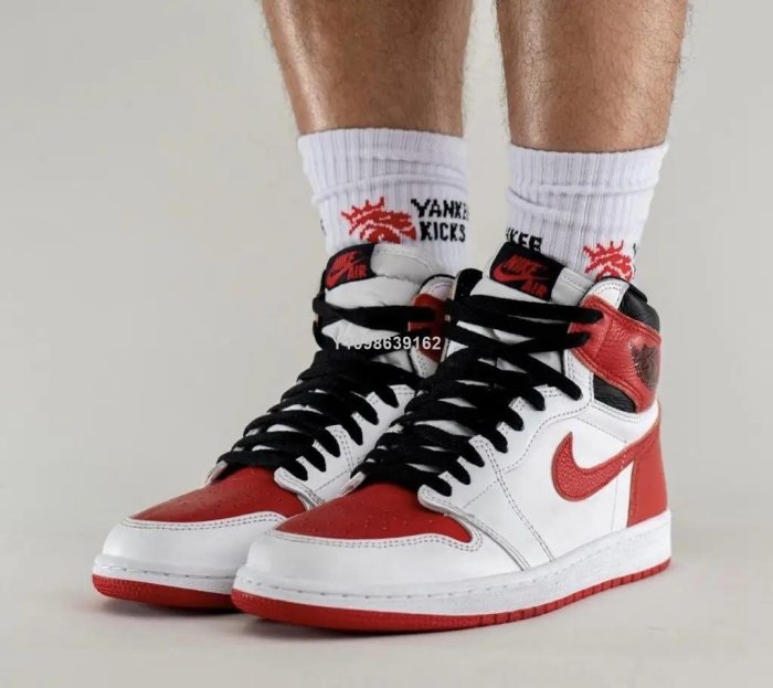 代購】Nike Air Jordan 1 High OG Heritage 喬丹白紅高幫運動籃球鞋