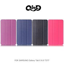 --庫米--QIND 勤大 Samsung Galaxy Tab E 8.0 T377 三折可站立側翻皮套 保護套