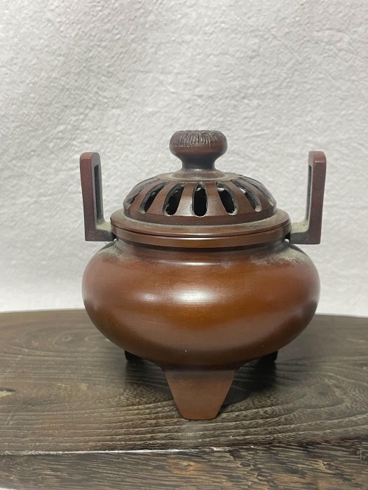 日本回流 厚胎銅香爐 年代老物件