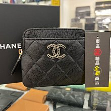 ㊣東區正精品㊣CHANEL  AP3402 全新香奈兒黑色荔枝牛皮金拼黑色水鑽方型吐司卡片零錢包 RZ4154