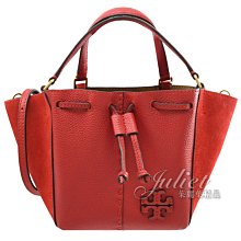 【茱麗葉精品】【全新商品】TORY BURCH 專櫃商品 90475 MCGRAW 絨面拼皮迷你兩用包.紅 現貨