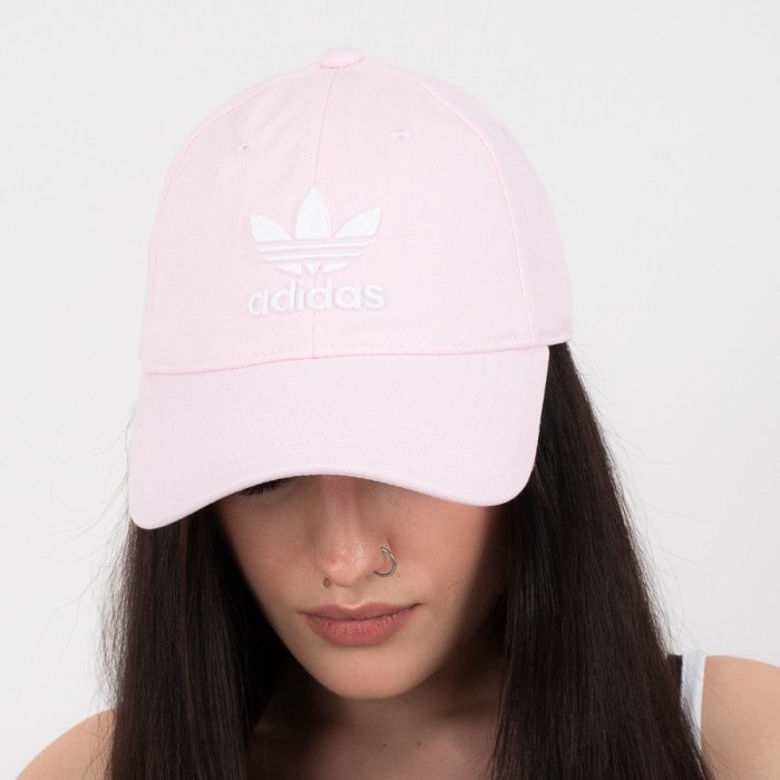 [MR.CH]ADIDAS TREFOIL CAP SNAPBAC 三葉草 立體電繡棒球帽 粉紅白 老帽 DJ0882