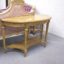 OUTLET限量低價出清- 全新古典家具--亞威復古刷舊雕刻4尺半圓玄關桌