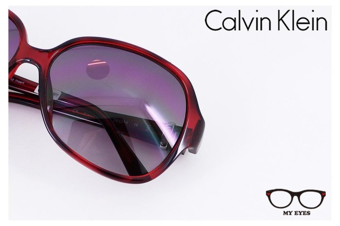 【My Eyes 瞳言瞳語】Calvin Klein卡文克萊CK酒紅大鏡面太陽眼鏡 明星最愛(3126S)