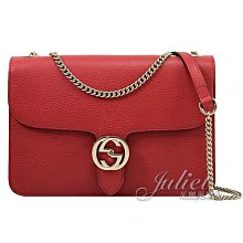 【茱麗葉精品】全新精品 GUCCI 510303 經典雙G LOGO全皮革壓紋單鍊肩背包.紅 現貨