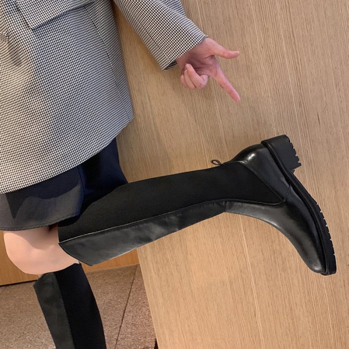 真皮長靴 DANDT 時尚真皮套筒鬆緊長靴（20 OCT B62793）同風格請在賣場搜尋 BLU 或 歐美女鞋
