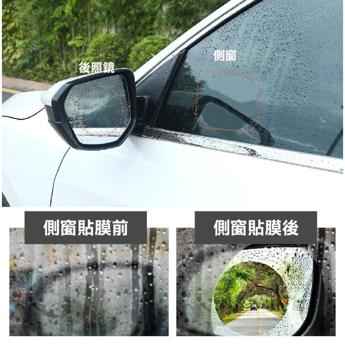 ❤牛姐汽車購物❤【汽車後照鏡防水防霧膜】防霧貼膜 水貼膜 側窗 後視鏡 反光鏡 防水膜 大方形200×175mm