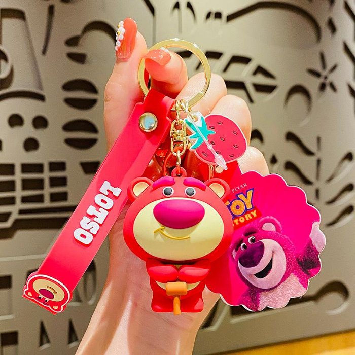 【現貨】正版迪士尼草莓熊米奇可愛鑰匙扣創意包包掛件汽車搞怪520小禮品