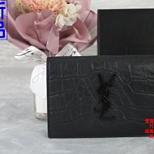 優買二手精品名牌店 YSL 529882 黑 牛皮 LOGO 零錢 信用卡 名片 包 短夾 皮夾 男夾 女夾 中夾 全新