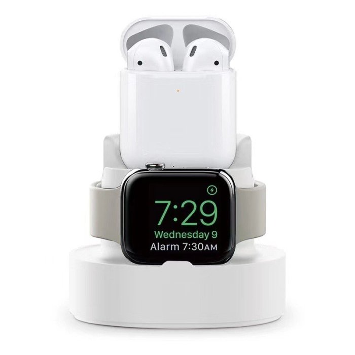 iPhone手機支架矽膠桌面支架 airpods耳機收納 apple watch充電支架 創意簡約 手機架 多功能立架