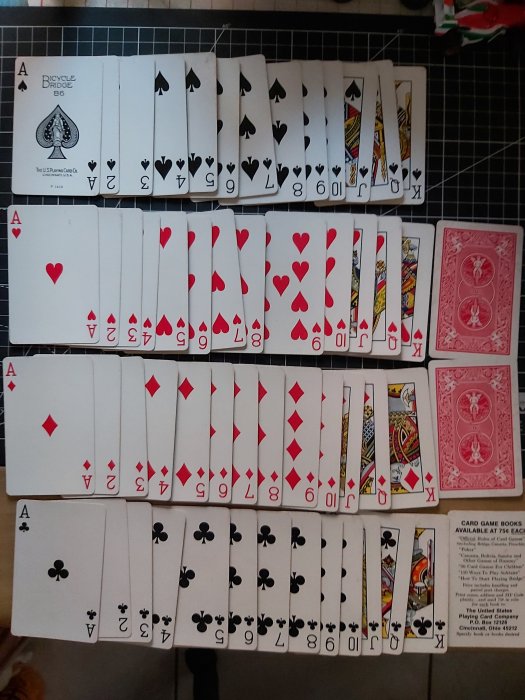 早期BICYCLE美國USA BRIDGE SIZE Playing Cards撲克牌 橋牌 紅底 內有55張卡片
