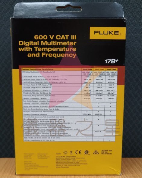 【儀器之星】Fluke 17B+ 數位萬用錶-刷卡(未稅價)/台灣Fluke保固