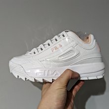 南◇2022 5月 FILA DISRUPTOR II 老爹鞋 鋸齒鞋 白粉 皮革 刺繡 復古 4-C608U-115