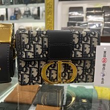 ㊣東區正精品㊣DIOR MONTAIGNE 藍色老花金釦蒙田包迷你寬背帶斜背包 MINI BOX RZ4110