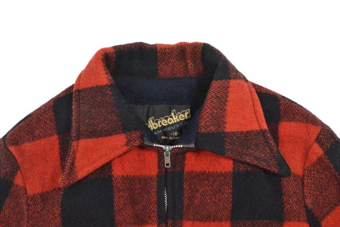 1970s Windbreaker CPO Shirt Jacket 紅黑S格紋 M 外套 Talon 刷毛