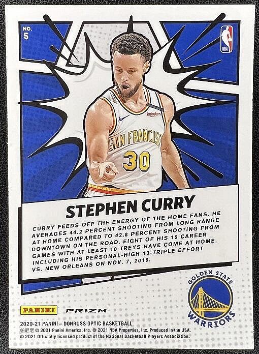 NBA球員卡 Stephen Curry 2020-21 Donruss Optic My House Prizm 紫亮