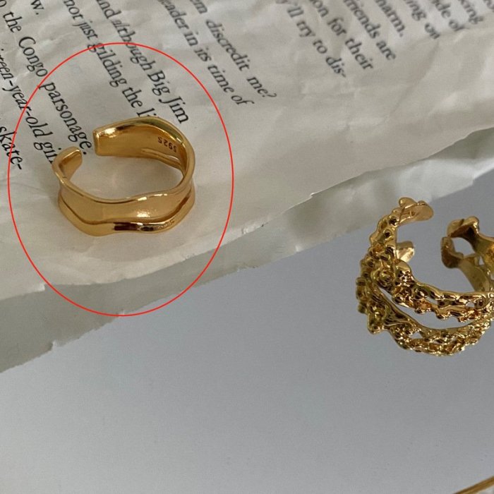 日韓女士飾品結婚戒指女嘻哈鍍K金飾品幾何型開口可調節婚戒批發