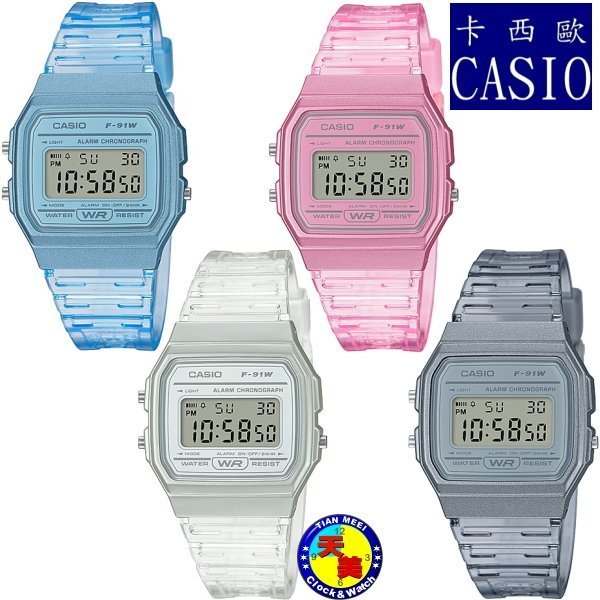 【新款現貨】【台灣CASIO原廠公司貨】【天美鐘錶店家直營】CASIO 經典方形粉紅復古運動電子錶 F-91WS-4