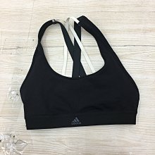 【愛莎＆嵐】 adidas 女 黑色細肩帶造型運動背心(無胸墊)/11205 08