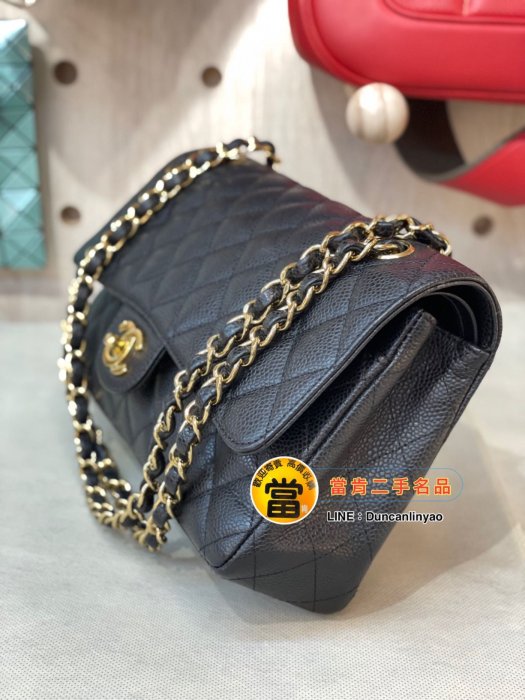 《當肯二手名品》CHANEL 黑色 荔枝皮 金鍊 25cm CF COCO包 口蓋包 肩背包 VINTAGE ㊣