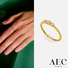 AEC PARIS 巴黎品牌 幸運3白鑽戒指 滾珠金色戒指 THIN RING SANYA ÉTOILÉE