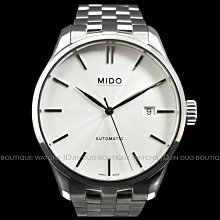 金鐸精品~2311 MIDO 美度 Belluna布魯納系列 銀白色波紋面盤 自動上鍊男用腕錶