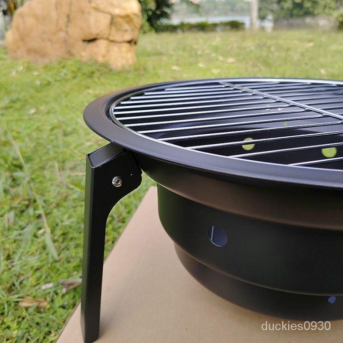 外燒烤架露營爐可折疊便攜式燒烤爐圓形傢庭傢用免安裝 BJ1N