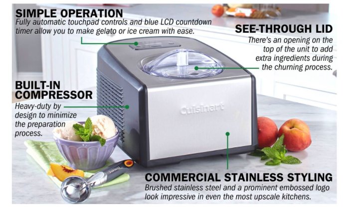 Cuisinart ICE-100 1台【現貨】DIY義式 冰淇淋機容量1.4公升 商業/居家 全自動 美國原廠全新款