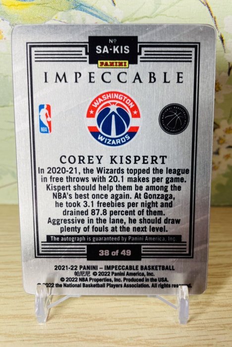 Corey Kispert Impeccable Rookie Auto（ /49 墨水足）