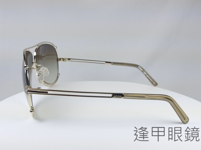 『逢甲眼鏡』Chloé太陽眼鏡 全新正品  橢圓框 金屬細框 漸層棕 飛官款【CE121S 743】