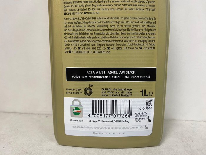 『油工廠』Castrol EDGE Professional A5 0W30 全合成機油 0w-30 VOLVO車 整箱