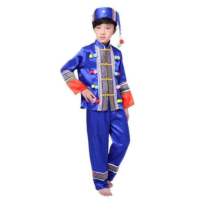 兒童苗族舞蹈演出服裝男童少數民族侗族彝族土家族舞臺表演服批發