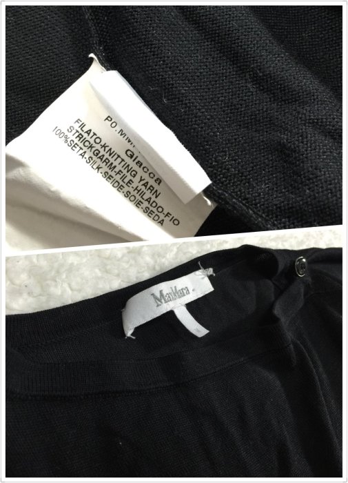 9.9新 義大利品牌 MaxMara 黑色真絲上衣罩衫/外套 2ways  size:M